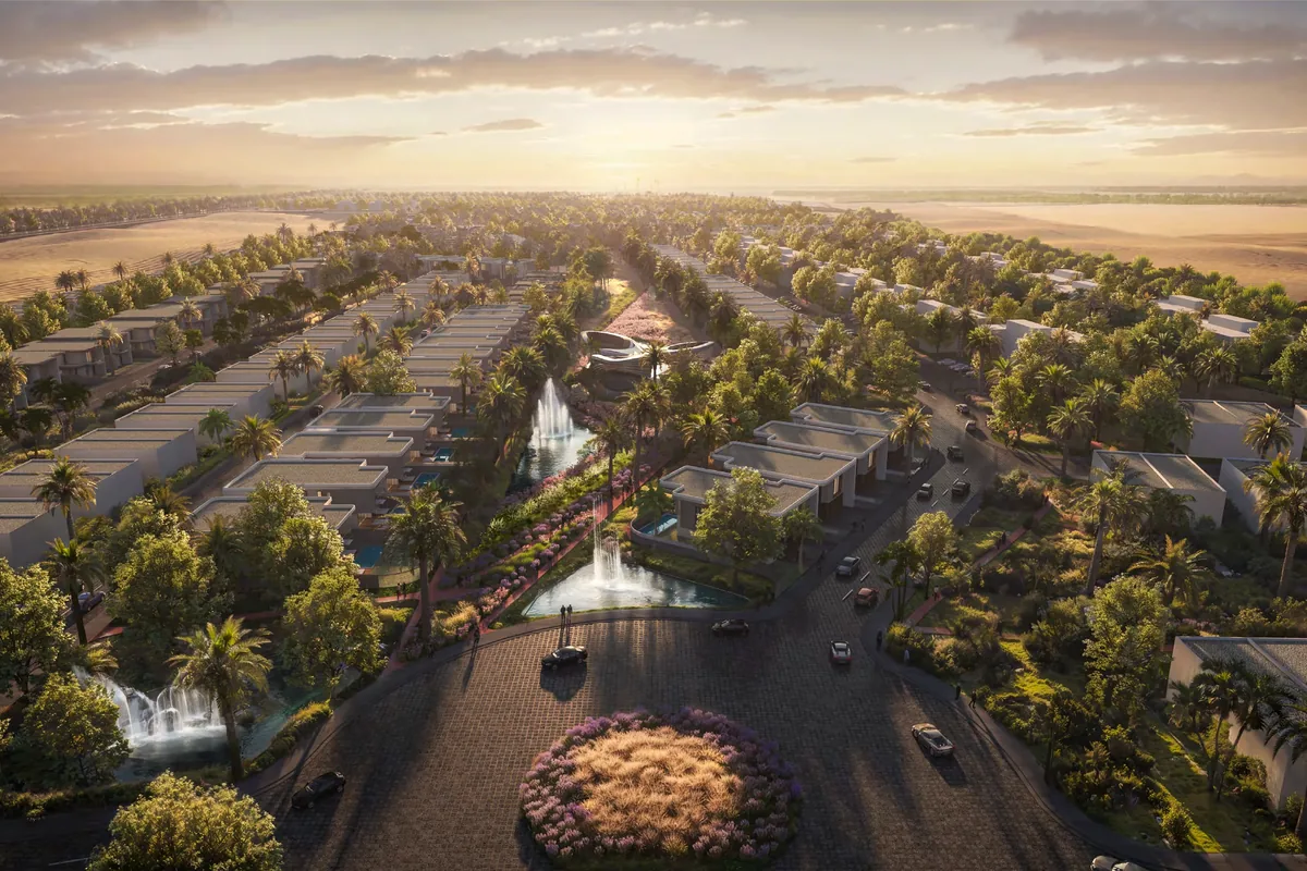 Open landscape and villa setting at Hillage at Azha West Sheikh Zayed